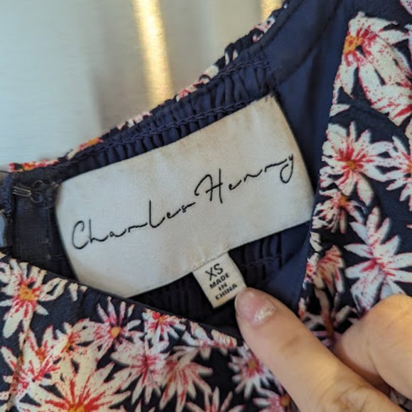 Nordstrom Size XS Blue Floral Mini Dress - Picture 2 of 3